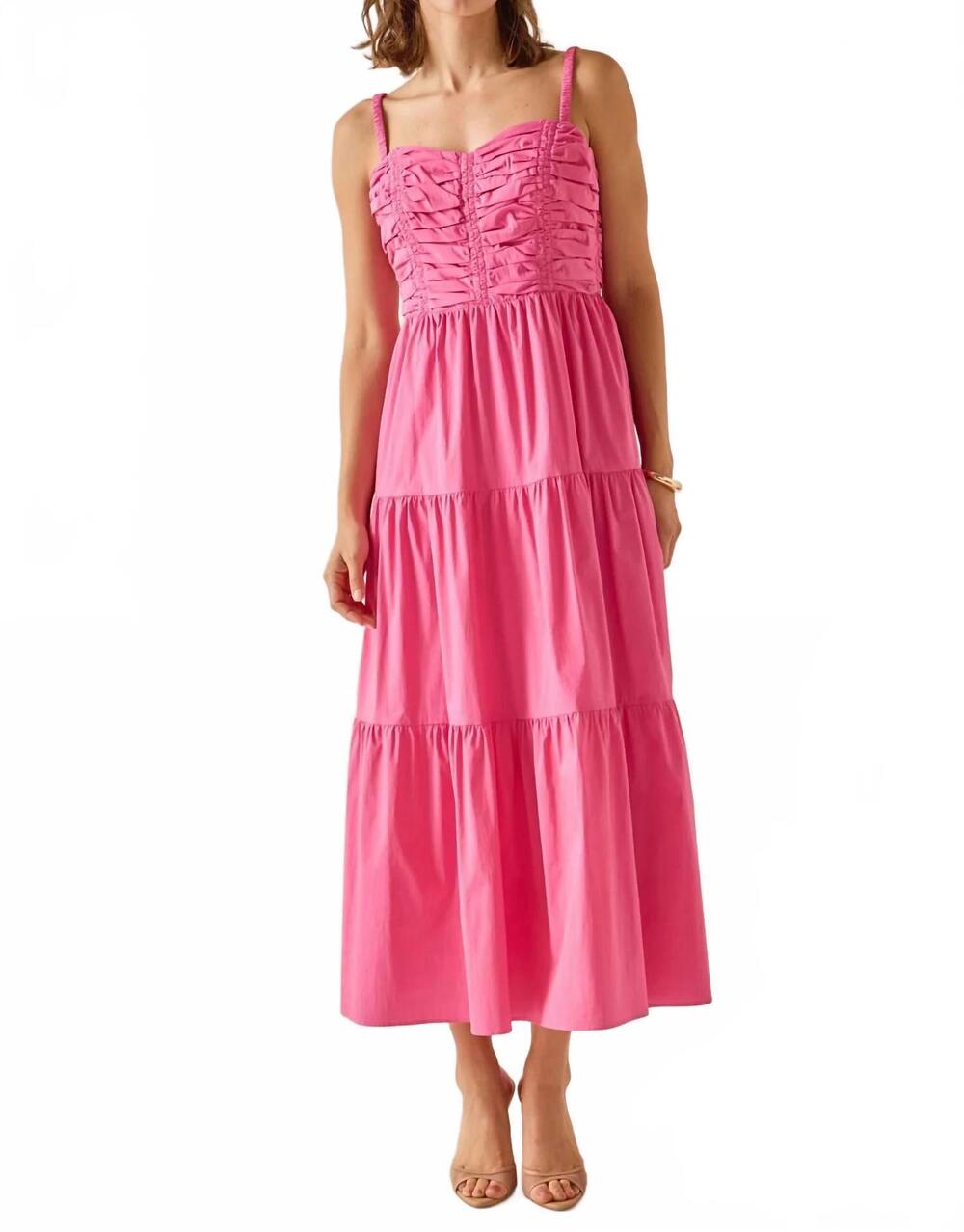 NEW ENGLISH FACTORY riley maxi dress in pink